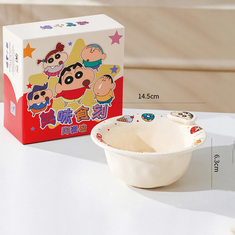 New 5 Inch Cute Cartoon Anime Crayon Shinchan Ceramics Round Bowl Home Office Rice Kitchen Tableware Cutlery Kid Birthday Gift