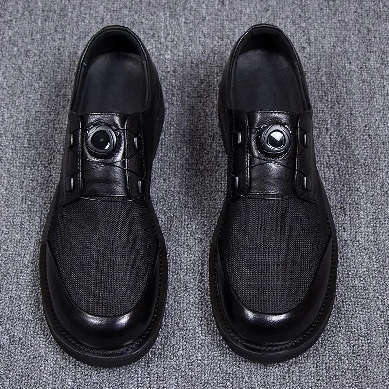 Hot Selling British Style Mens Casual Shoes High-end Comfortable Fashionable Rotating Buckle Leather Shoes Simple and Versatile