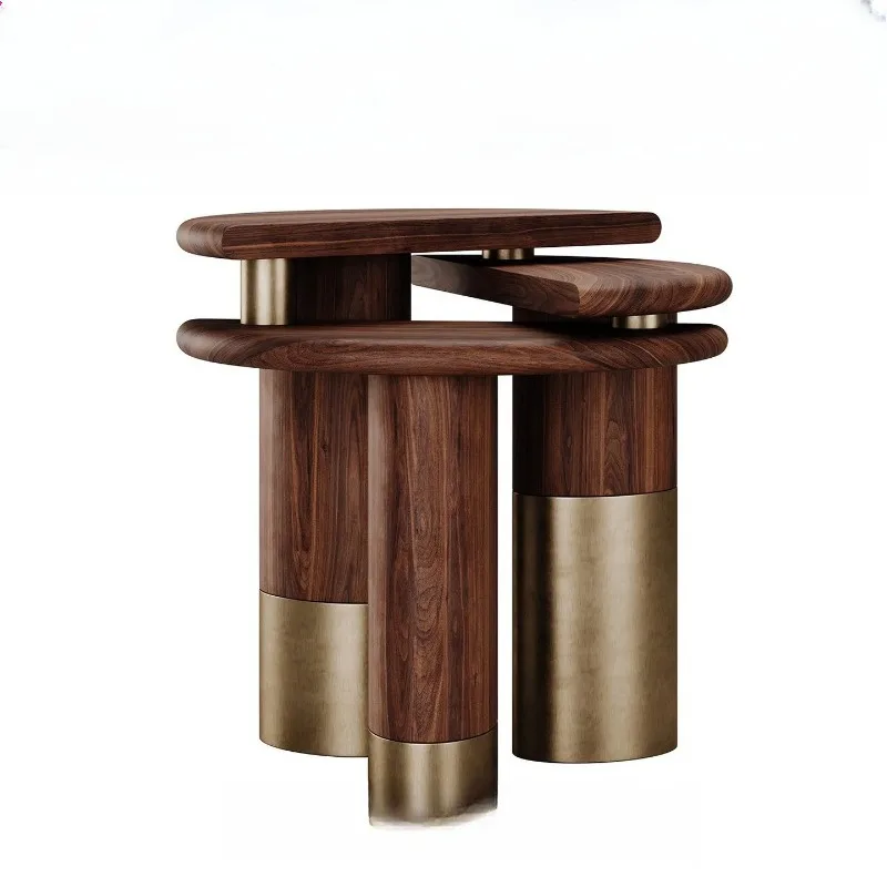 All solid wood light luxury coffee table Italian marble edge few villas high-end modern simplicity