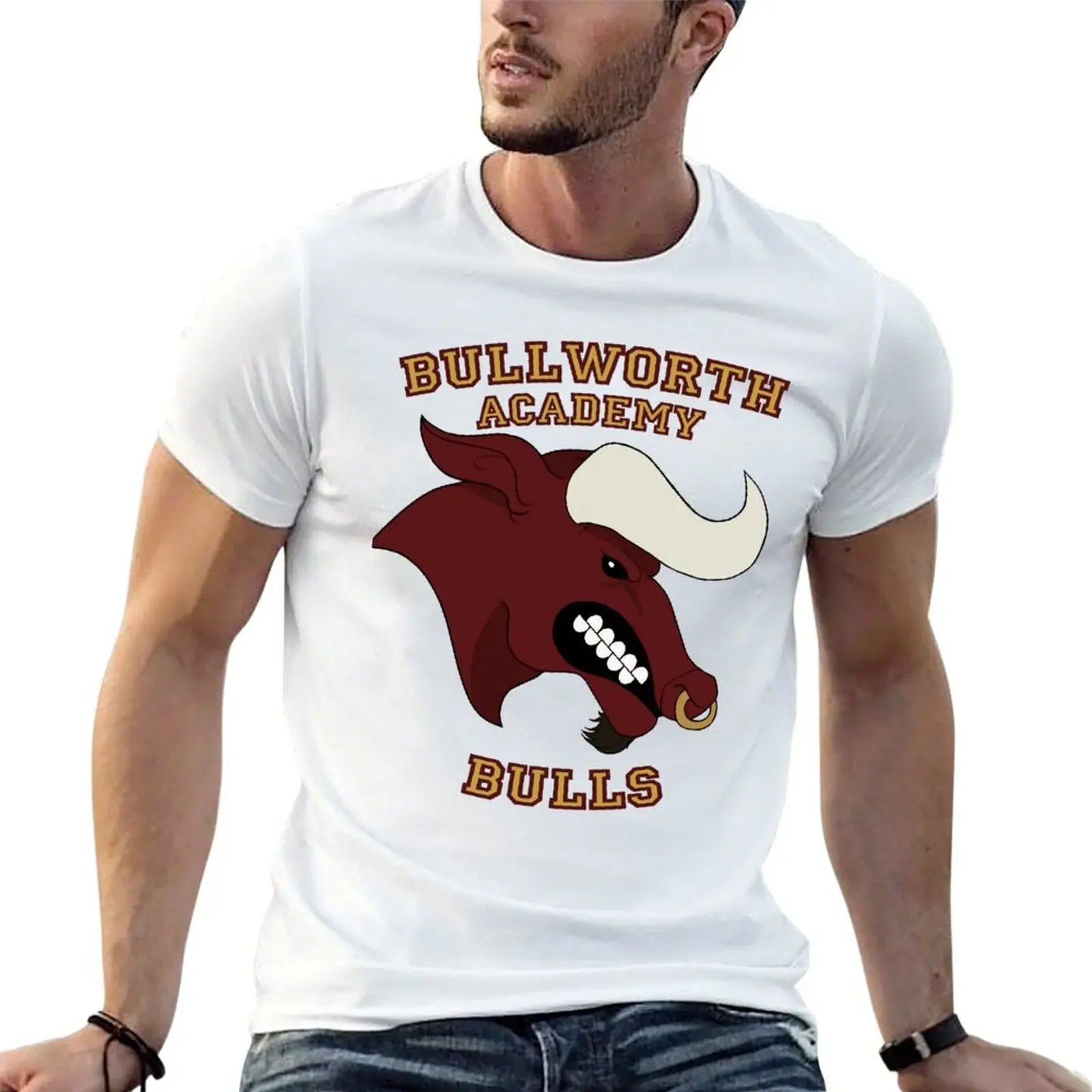

BULLWORTH ACADEMY BULLLS shirt T-shirt sweat vintage anime boys animal print t shirts for men