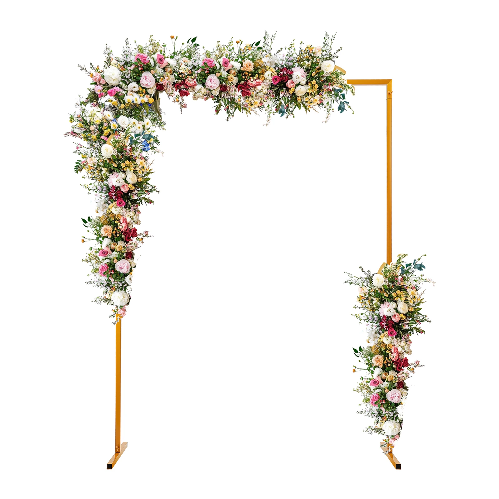 6.6*4.9FT Square Metal Wedding Arch 3.5ft/6.6ft Height Adjustable Romantic Wedding Party Backdrop Stand Rack for Ceremony