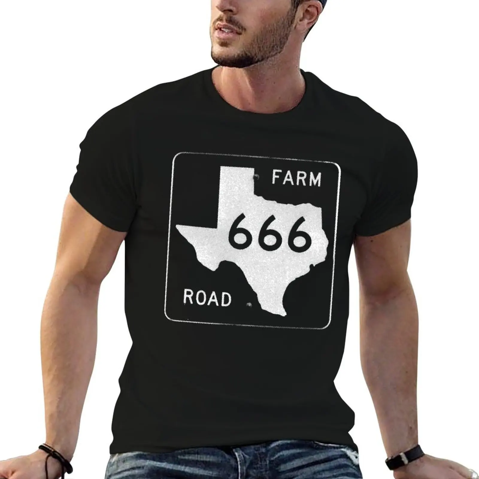 Texas Farm Road 666 T-Shirt new edition gifts for boyfriend mens t shirts pack