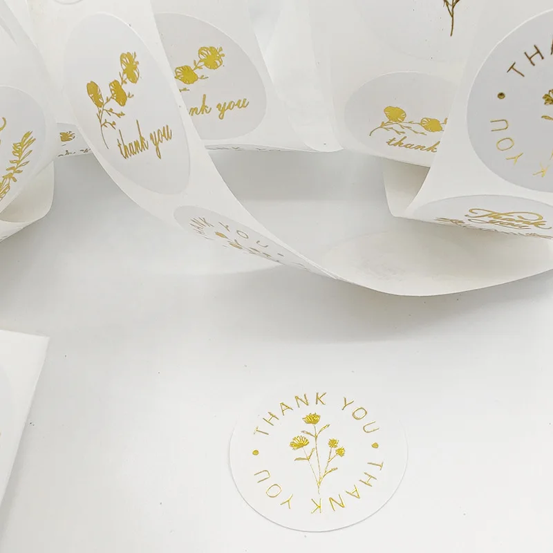100-500Pcs 1Inch/2.5CM Golden Thank You Stickers For Gift Card Box Package Party Wrapping Decorate Baking Food Small Business