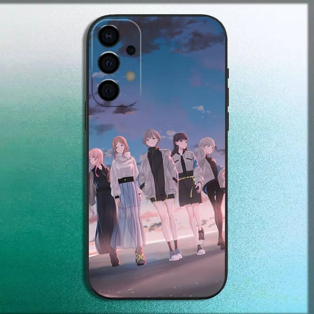 B-BanG Cartoon Dream MyGO حافظة لهاتف سامسونج جالاكسي A73,72,71,A52,51,40,41,A22,A32,31,A13,12,Note20 غلاف أسود ناعم