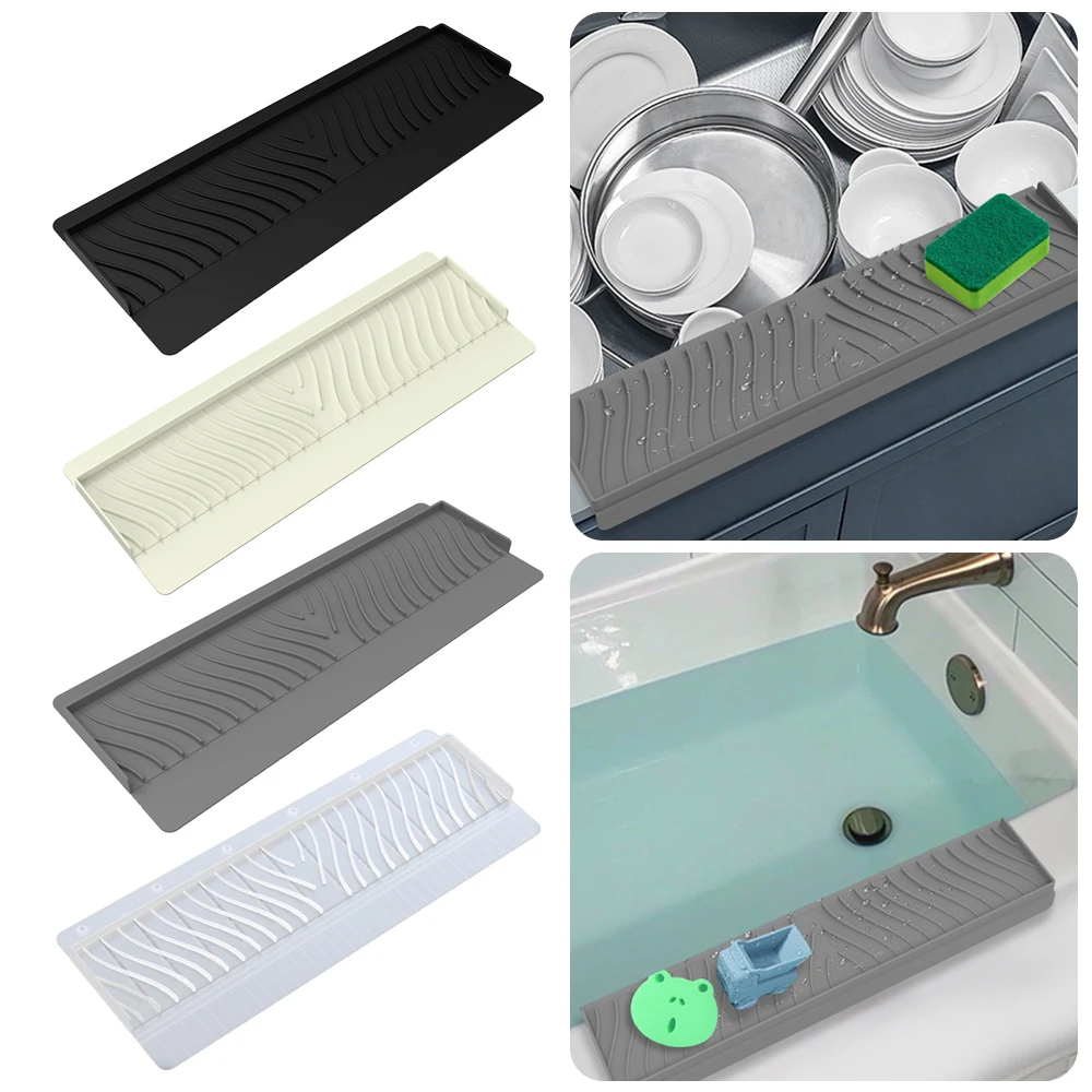 1pc Silicone Sink Splash Guard Sucker Can Be Cropped Sink Edge Protector Oil-Proof Anti-spray Water Retaining Pad Bathroom