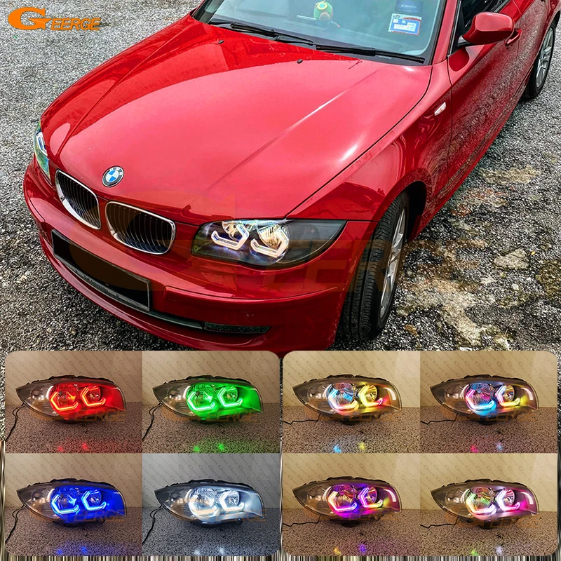 

For BMW 1 Series E81 E82 E87 E88 Crystal Concept M4 Iconic Style Dynamic Revolving Multi Color RGB LED Angel Eyes Hex Halo Rings