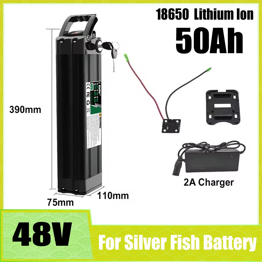 48V 20Ah-50Ah， Built in BMS protection, for Silver Fish lithium battery pack, compatible with 250W-1000W motors