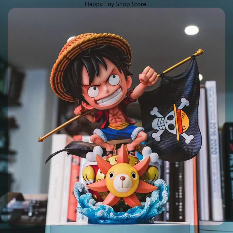 20cm ein Stück ruffy tragen eine Flagge niedlichen Ausgabe Anime Figur Modell gk Statue Sammlung Desktop-Dekoration Ornament Spielzeug Geschenke