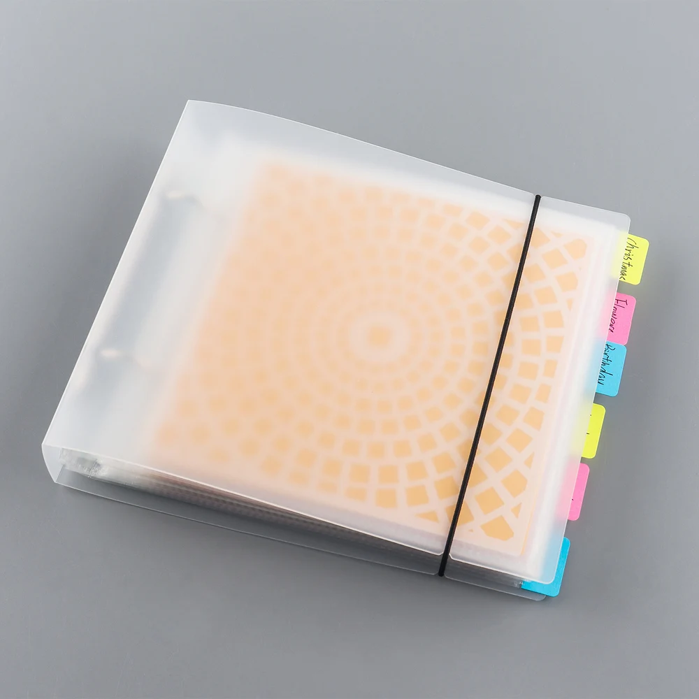 161pcs Cookie Stencil Storage Binder Kit for DIY Scrapbooking 6x6 Stencils Storage Folder Organizer Organizer Stamp Holder Bags