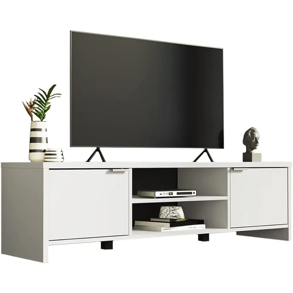 TV Stand Cabinet With Storage Space and Cable Management TV Table Unit for TVs Up to 65 Inches Furniture Wooden Living Room Home