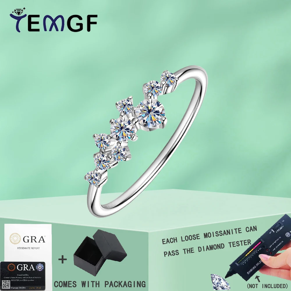 

Кольцо TEMGF с муассанитом цвета D, сертификация GRA, тонкое кольцо из стерлингового серебра S925 для женщин и девочек, ювелирные изделия, лидер продаж, предмет