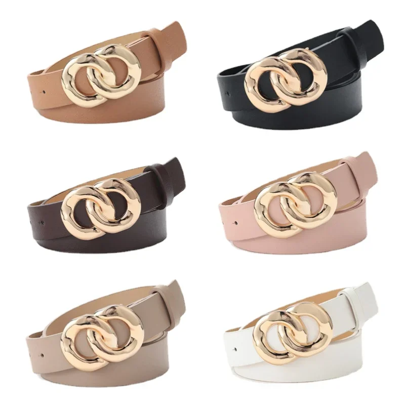 2.8X105cm Women Belt Luxury Brand  Pu Leather Metal Snap-button Decorative Jeans Dress Women's Solid Decoration Simplicity Belt