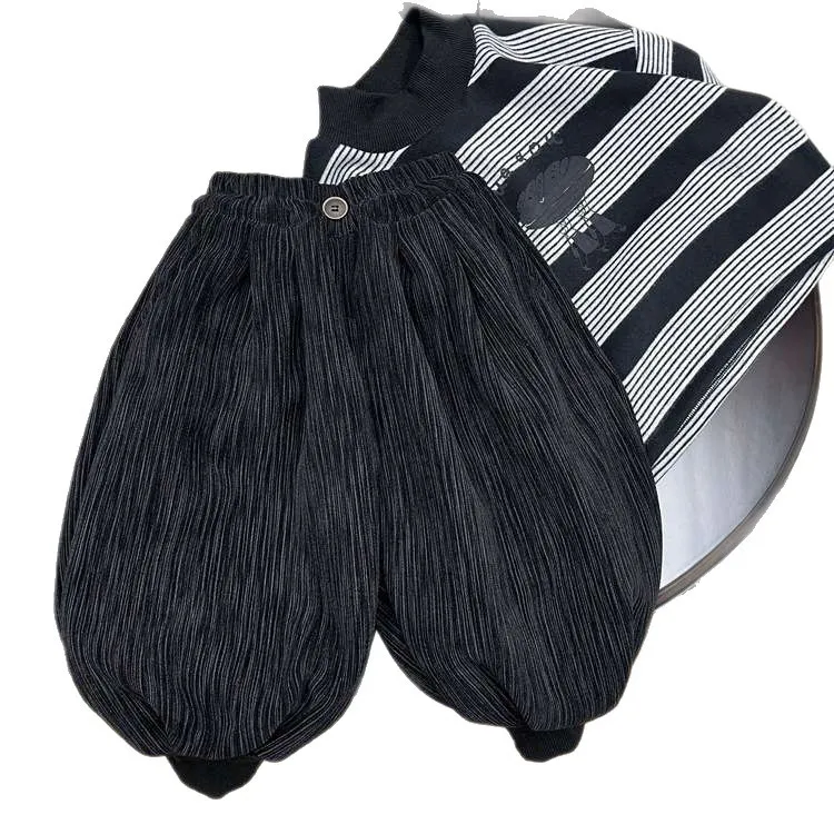Pants Autumn and Winter Casual Stylish Children Personalized Trendy Brand with Plush and Thick Toe Tied Lantern Harem Pants 2