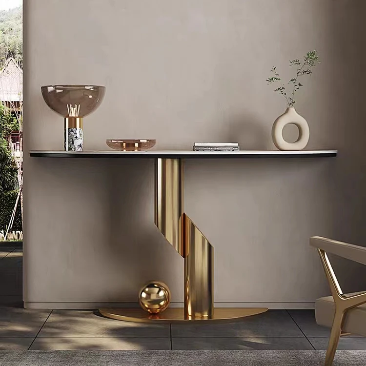 

Hot Selling Modern Home Decor Stainless Steel Marble Console Tables Living Room Furniture Hallway Entryway Table