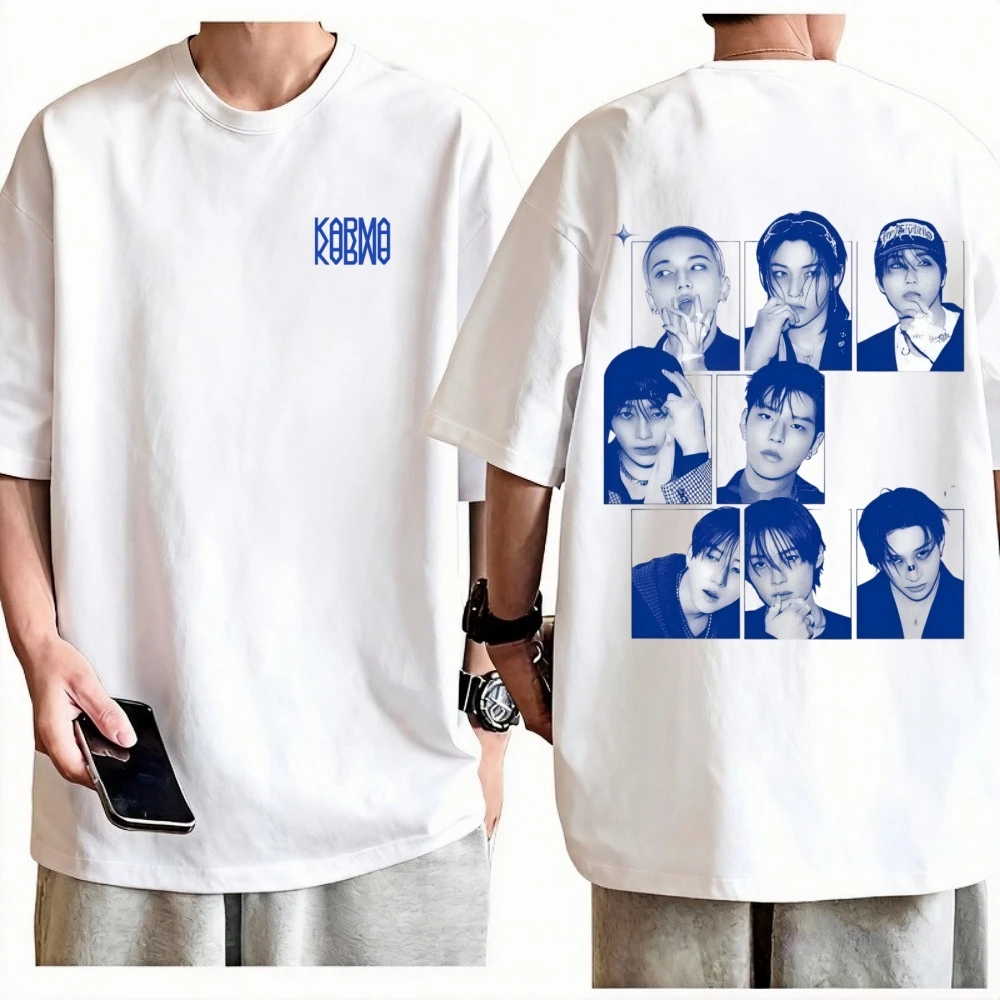 2026 Unisex Stray Double Sided Fashion Blue Tone T-Shirt Cotton Crew Neck Short Sleeve Casual Graphic Tee