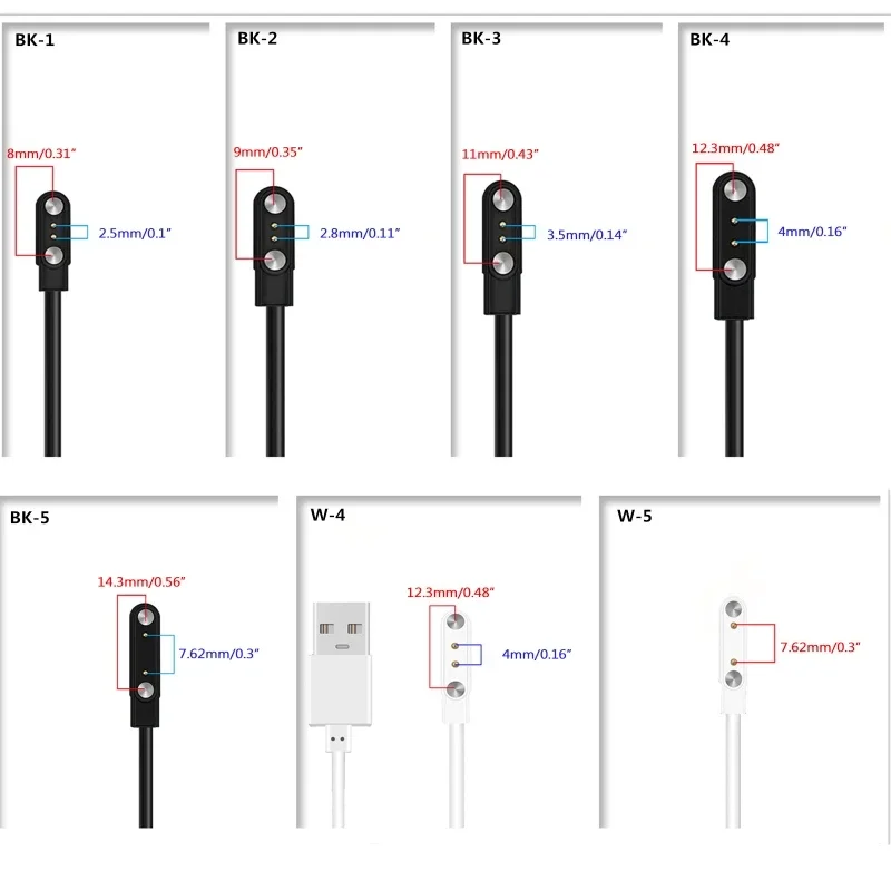 2/4 Pin Strong Magnetic Charge Cable USB Line Cord Rope Black White For Smart Watches Universal Smartwatch Dock Charger Adapter