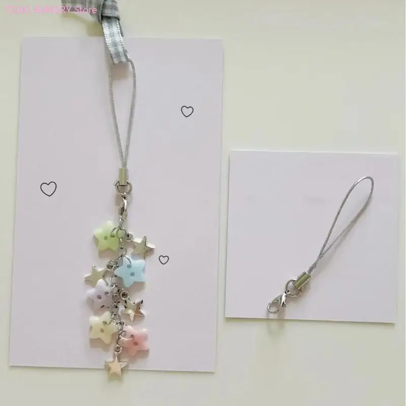 62KE Elegant Star Beaded Phone Chain Secure Clasp Portable Designs for Teens Girls Women Fashion