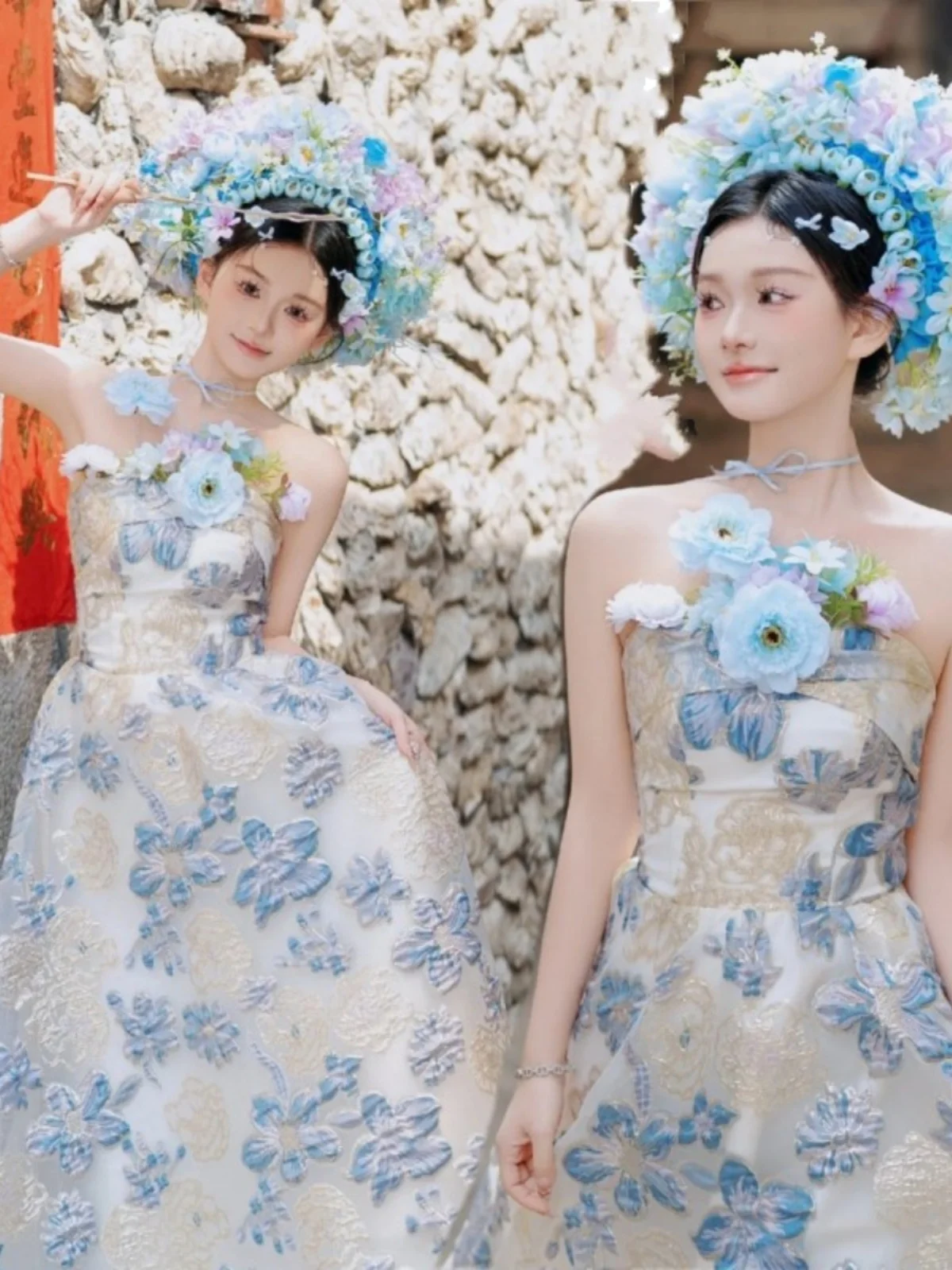 

New Long Chinese Style Dress Floral Hairpin Ethnic Photography Travel Shoot High-End Sensation Qipao Women's Traditional Costume