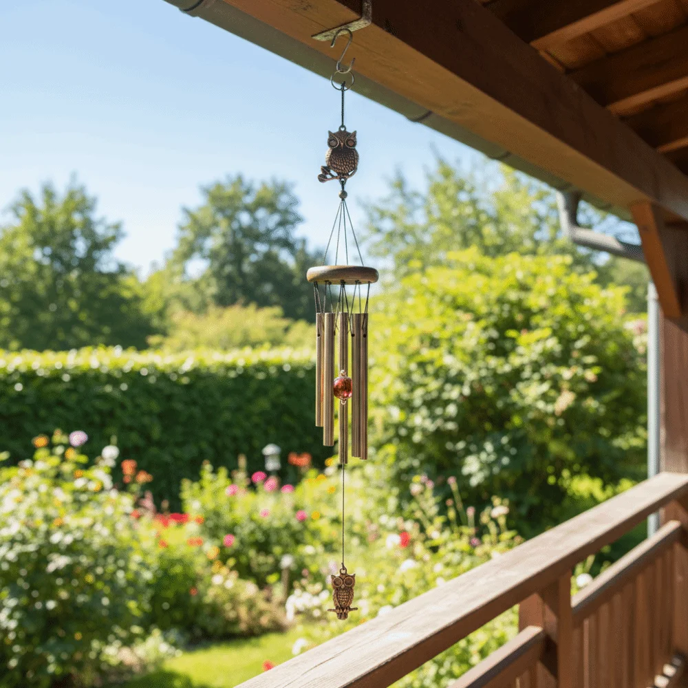 Rustic Style Metal Wind Chimes Butterfly Design Aluminum Pipe Garden Hanging Pendant Soothing Double Fishes Windchime