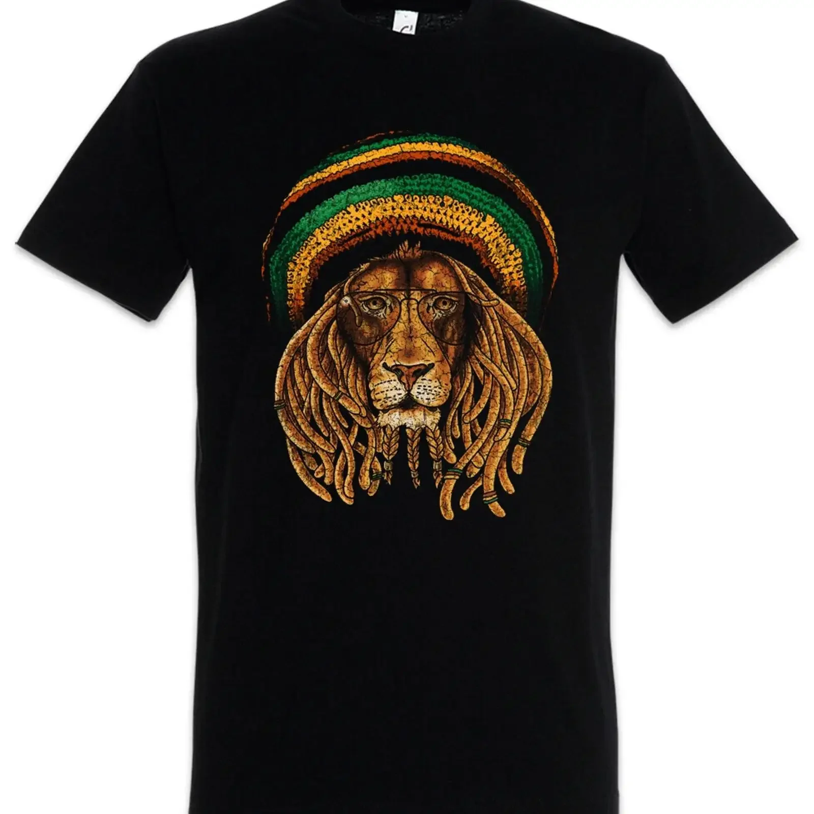 Rastafari Lion III T Shirt Rasta Jah Babylon Irie Ska Reggae Jamaica Africa vintage Washed Versatile homme Slightly graphic