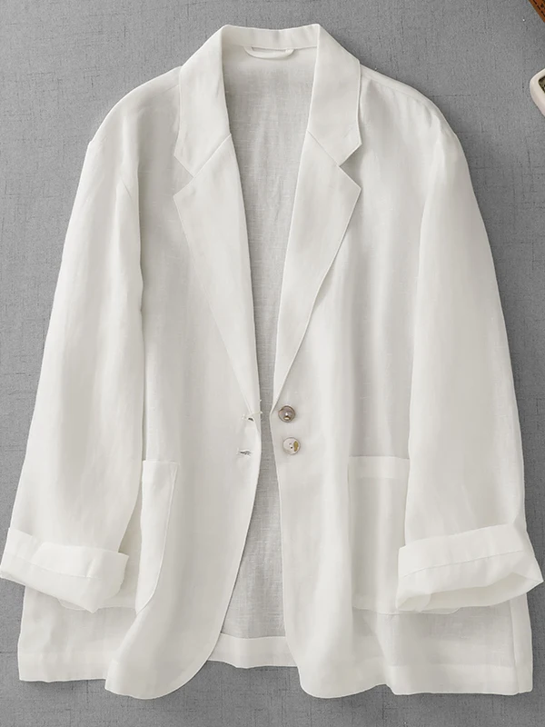 

Белый хлопковый льняной костюм Jaet, женский весенне-осенний новый универсальный свободный льняной костюм для похудения с силуэтом, маленький западный C...