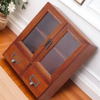 

Desktop Storage Box Multi-layer Chest of Drawers Office Wooden Countertop Cabinet