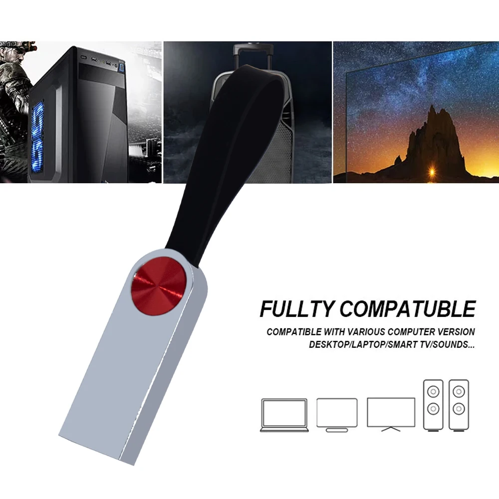 With Key Ring Pen Drive 32GB 16GB Metal stainless steel Flash Drive USB 2.0 Pendrive Memory Stick Drives Usb Flash Drive