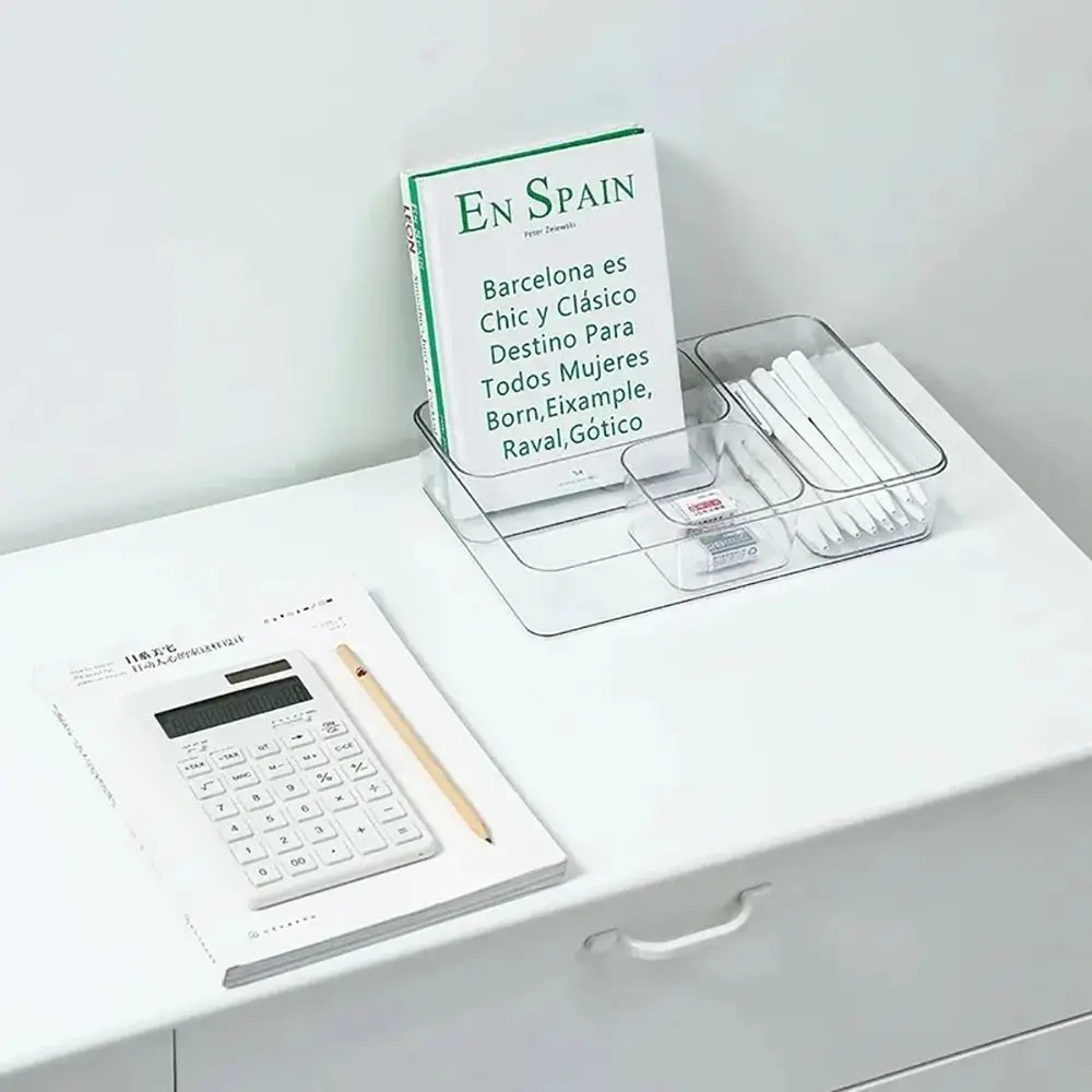 1 قطعة جديد درج الجدول مكتب التخزين المنظم شفافة مستطيلة ماكياج المنظم صندوق S/M/L/XL حاوية مجوهرات واضحة #5