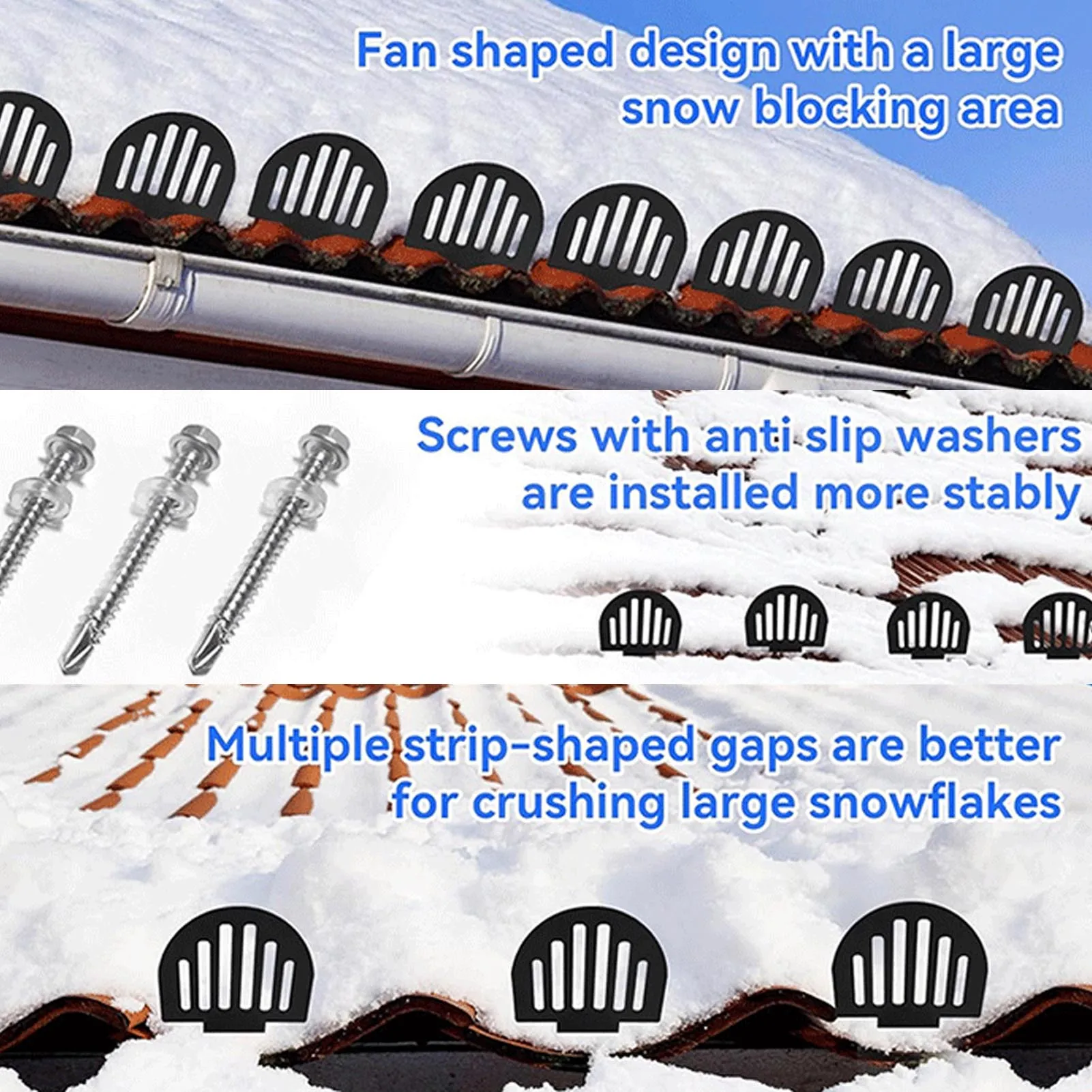 25pcs Standing Seam Snow Guard Waterproofing Heavy Duty Carbon Steel Fanshaped Roofing Snow Ice Stop