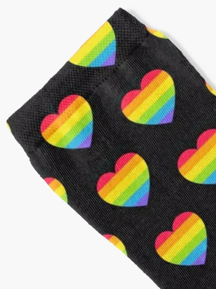 LGBT Heart shaped modern rainbow flag pastel bright colors Gay Lesbian Bisexual Pride with Stickers set HD Socks