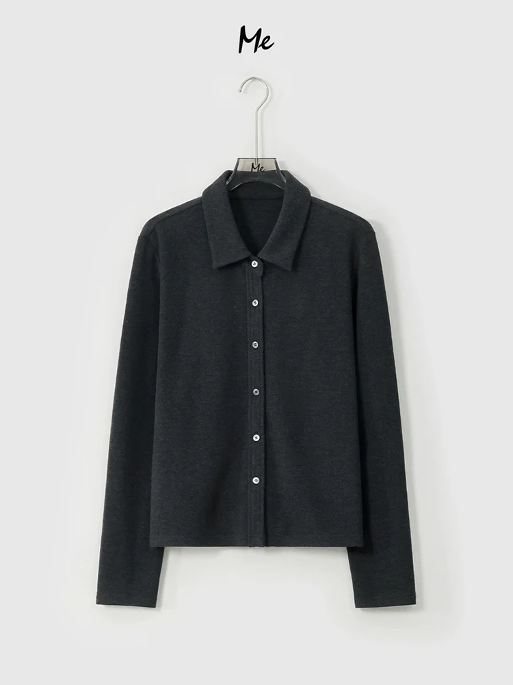 

Simple irt Double-Sided Fce Skin-Friendly Warm Inner irt Casual Loose Fit Long Sve Ne Design for Women