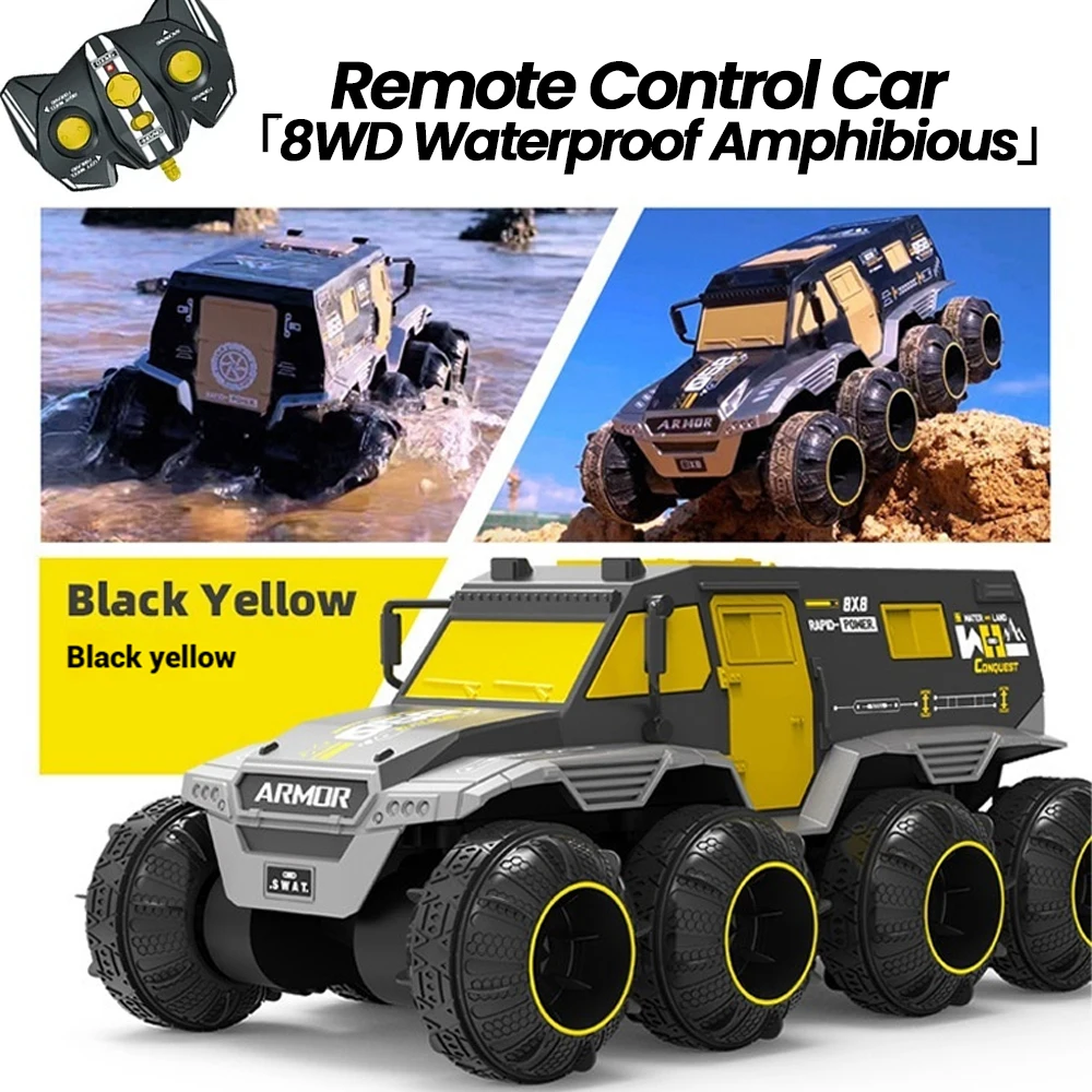 

8Wd Waterproof Rc Car 2.4G Amphibious 8 Wheel Remote Control Truck Climbing Off Road Armored Vehicles Children's Toys Boys Gift