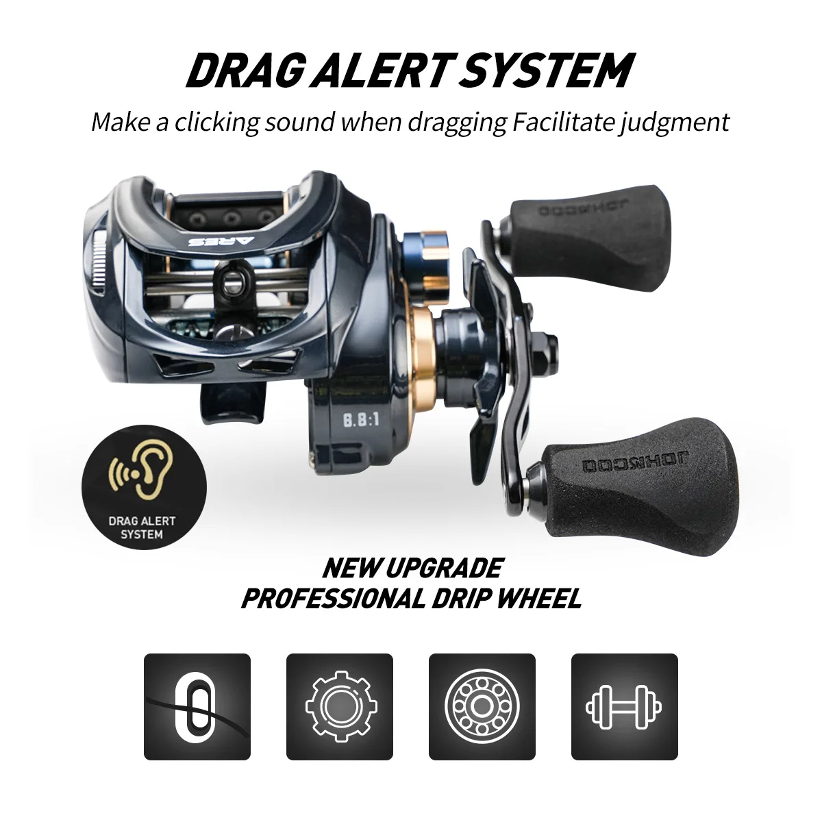 JOHNCOO ARES Carrete Baitcast agua salada marco aluminio perfil bajo - imagen 2