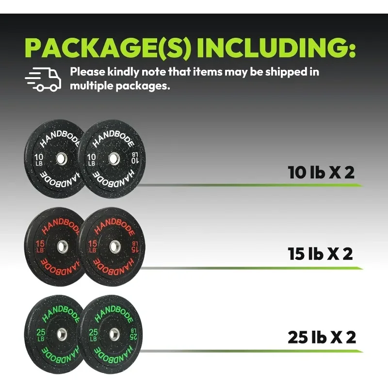 2-Zoll-Stoßstangenplatten mit hoher Sprungkraft, Hantelscheiben-Set 45/100/160/190/260/300 lb, Langhantel-Hantelscheiben-Set für das Heim-Fitnessstudio