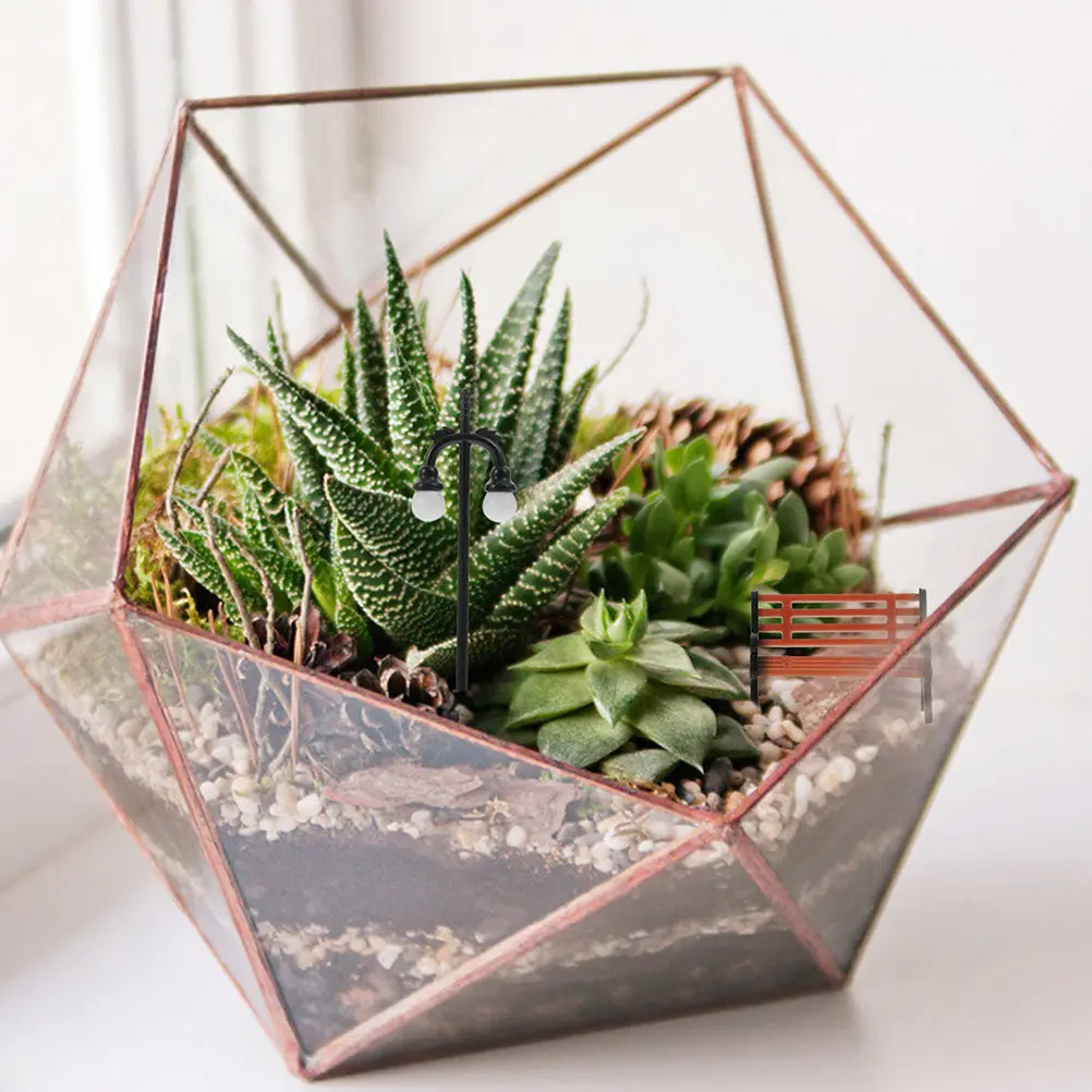 6Pcs Mini Street Lamp Park Adornments Premium Plastic Mini Garden Lamp Set Home Office Room Decor Landscape Decoration