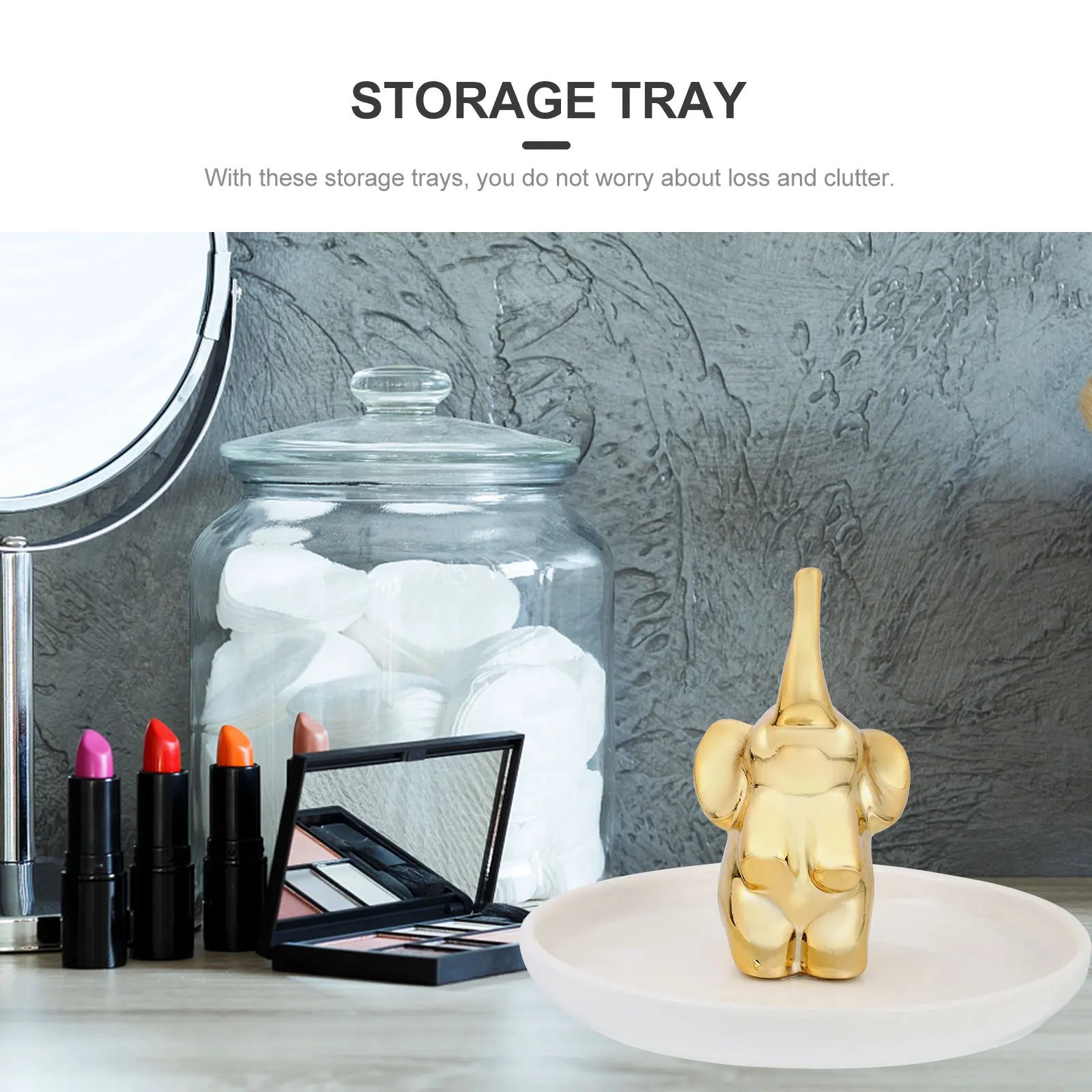Tray Jewelry Storage Elephant Ornament Desk Accessories Home Decor Display Dish