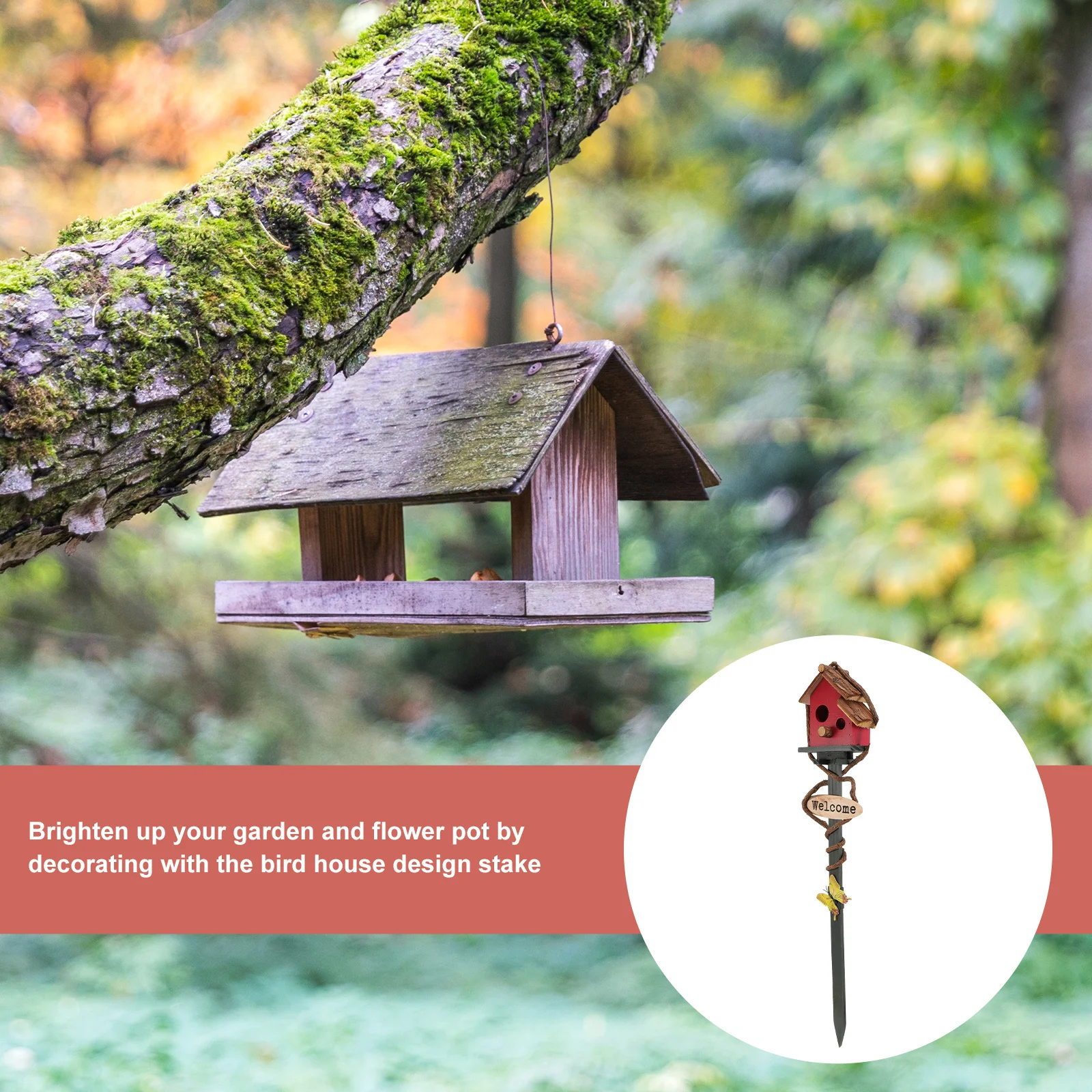 

Outdoor Bird Nest Stake Natural Wood Rattan Hanging Bird Home for Garden Yard Decorative Sleeping Nest Lawn Park Insert Decor
