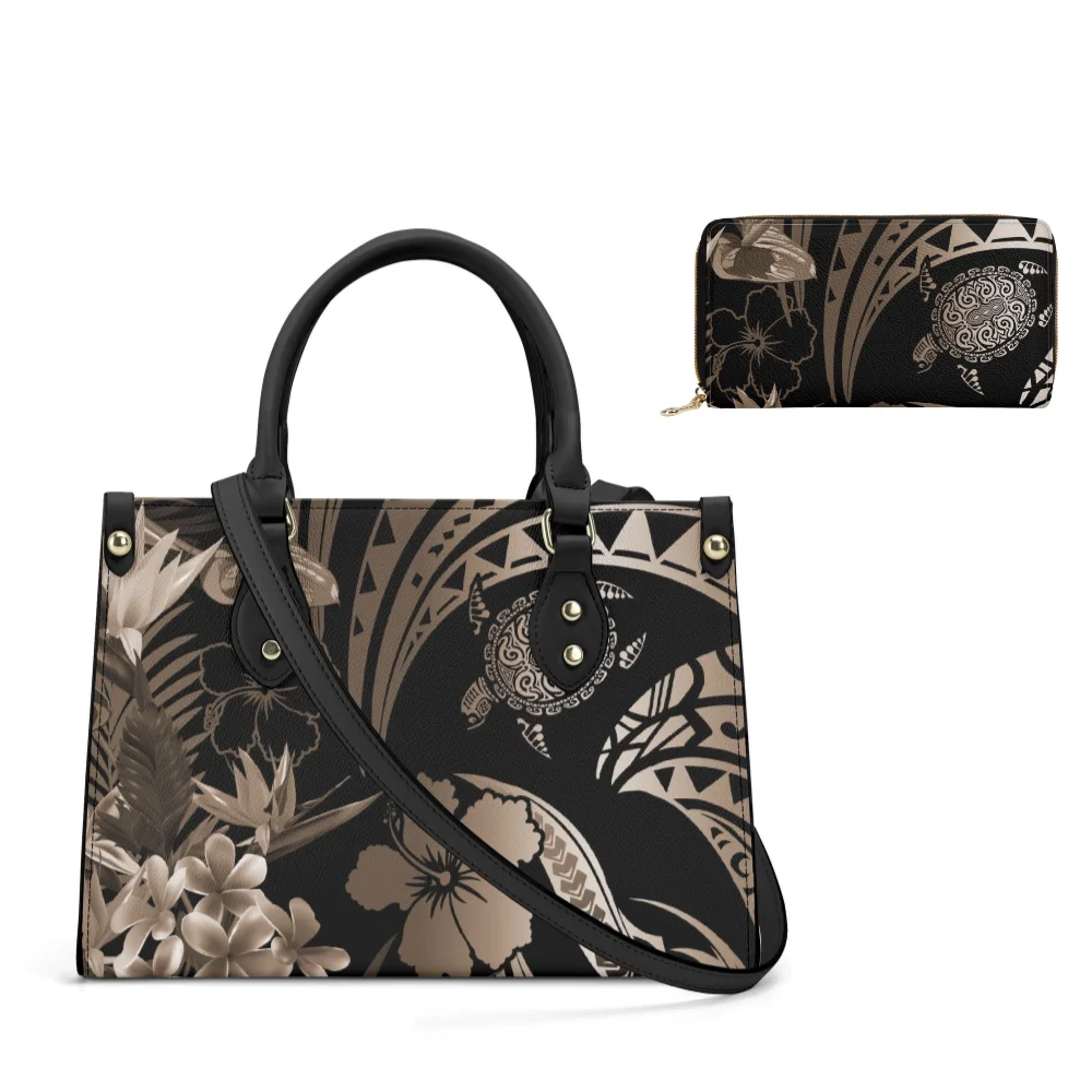 

Custom Floral Art Print Ladies Large Volume Temperament Tote Crossbody Bag And Purse Polynesian Storage Zipper Shoulder Bag