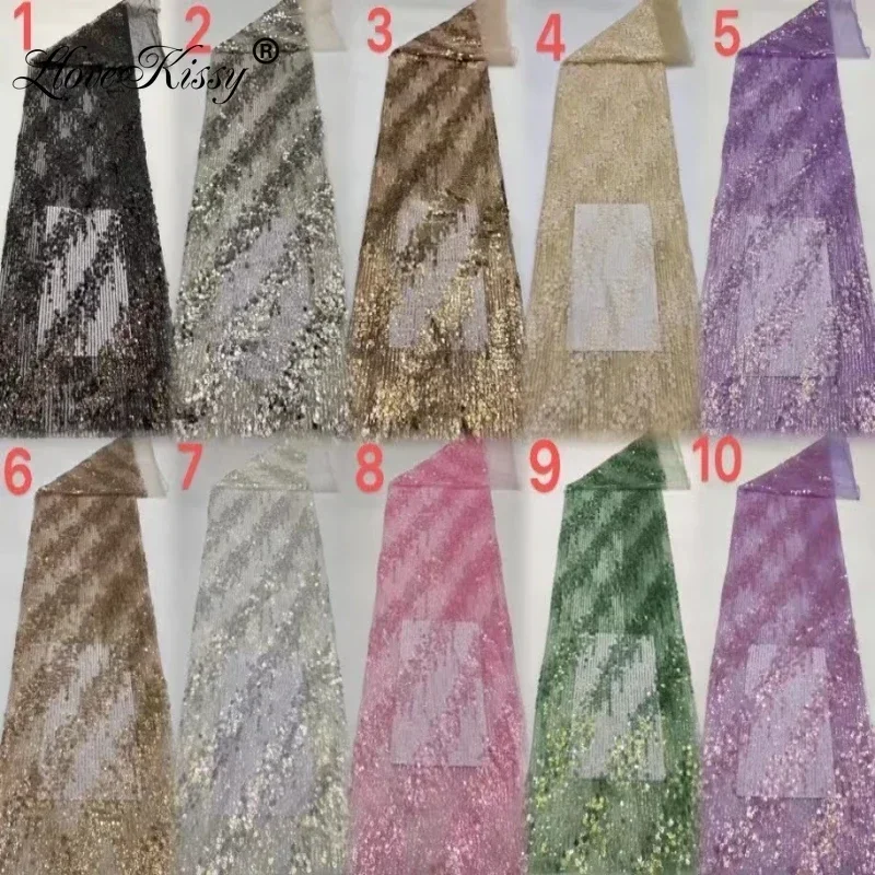 10 Color Glitter Fabric Spot Classic Mesh Embroidered Oval Sequin Fabric Women's Skirt Shirt Evening Dress Fabric Width 125CM