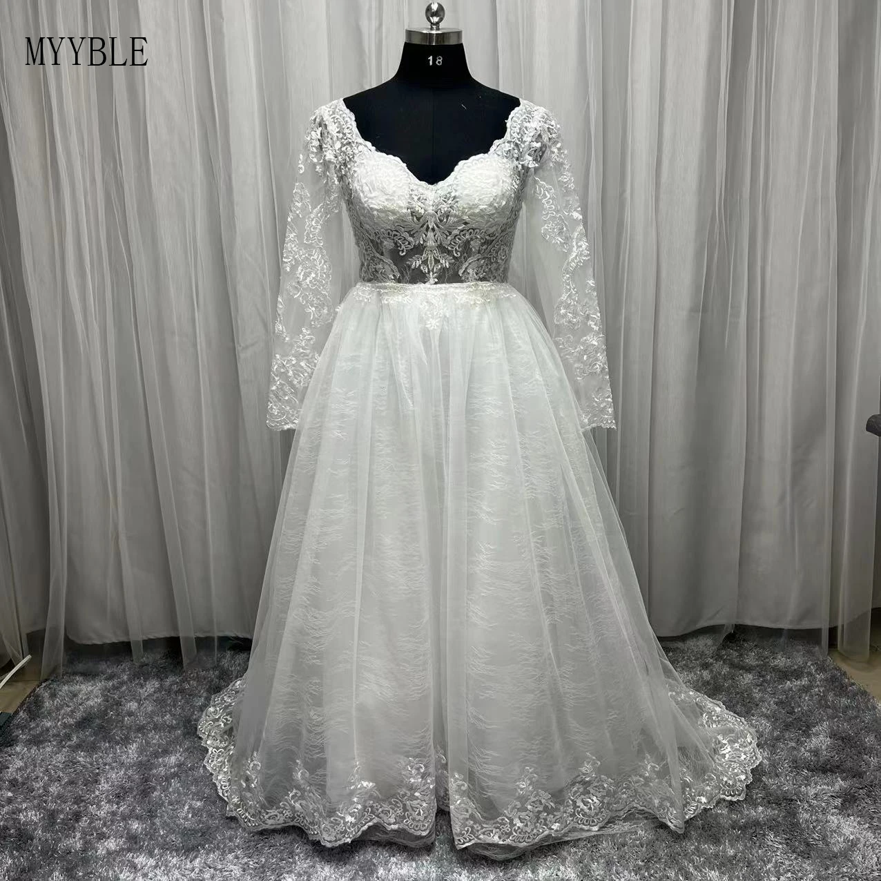 Foto Asli Renda Appliques Pernikahan Gaun Lengan Panjang Vestidos De Novia 2022 Putih Custom Made V Leher Boho Pengantin Gaun Plus Ukuran