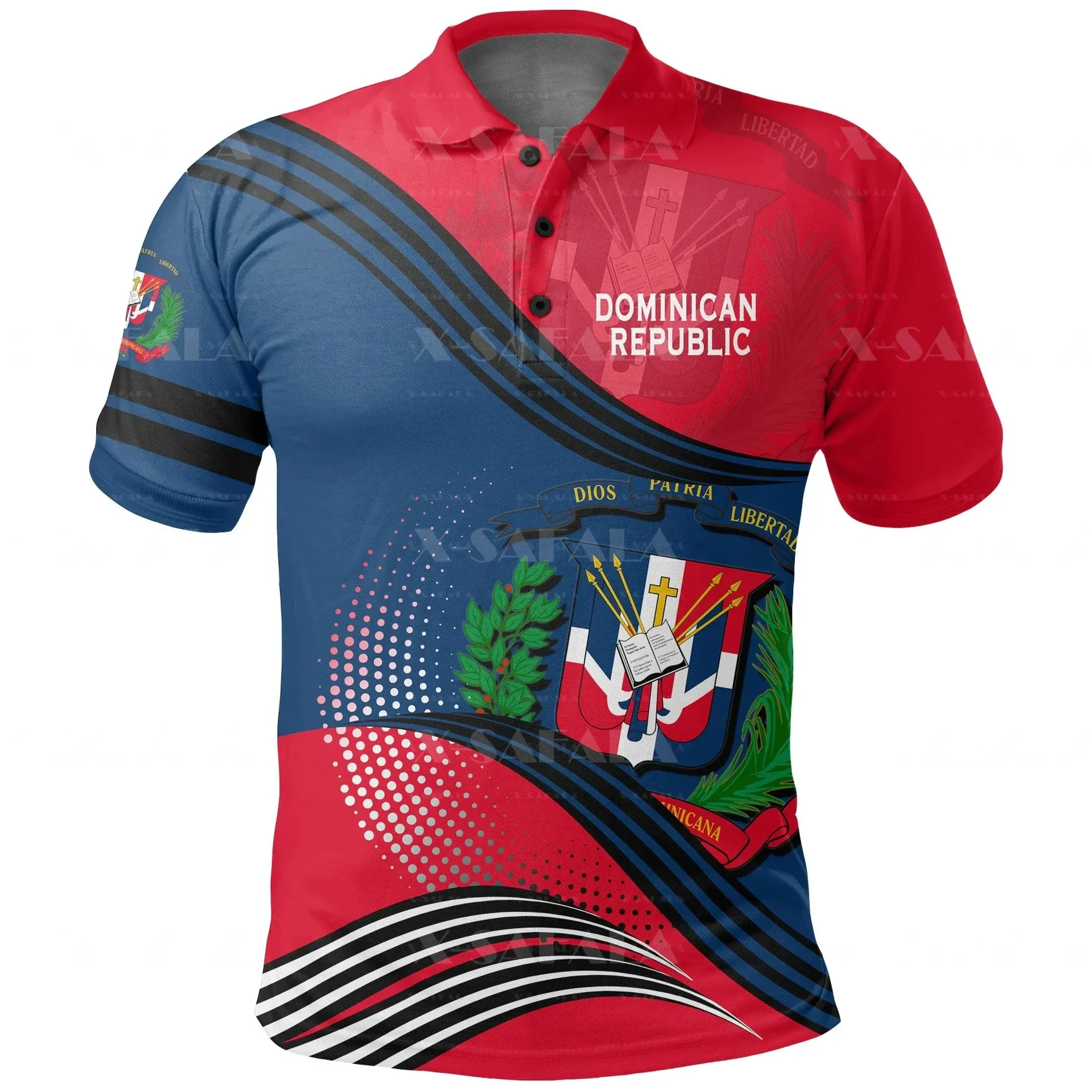 

DOMINICA Coat Of Arms Custom 3D Printed Polo Shirts Mens Collar Short Sleeve StreetWear Casual Top New Summer Clothing