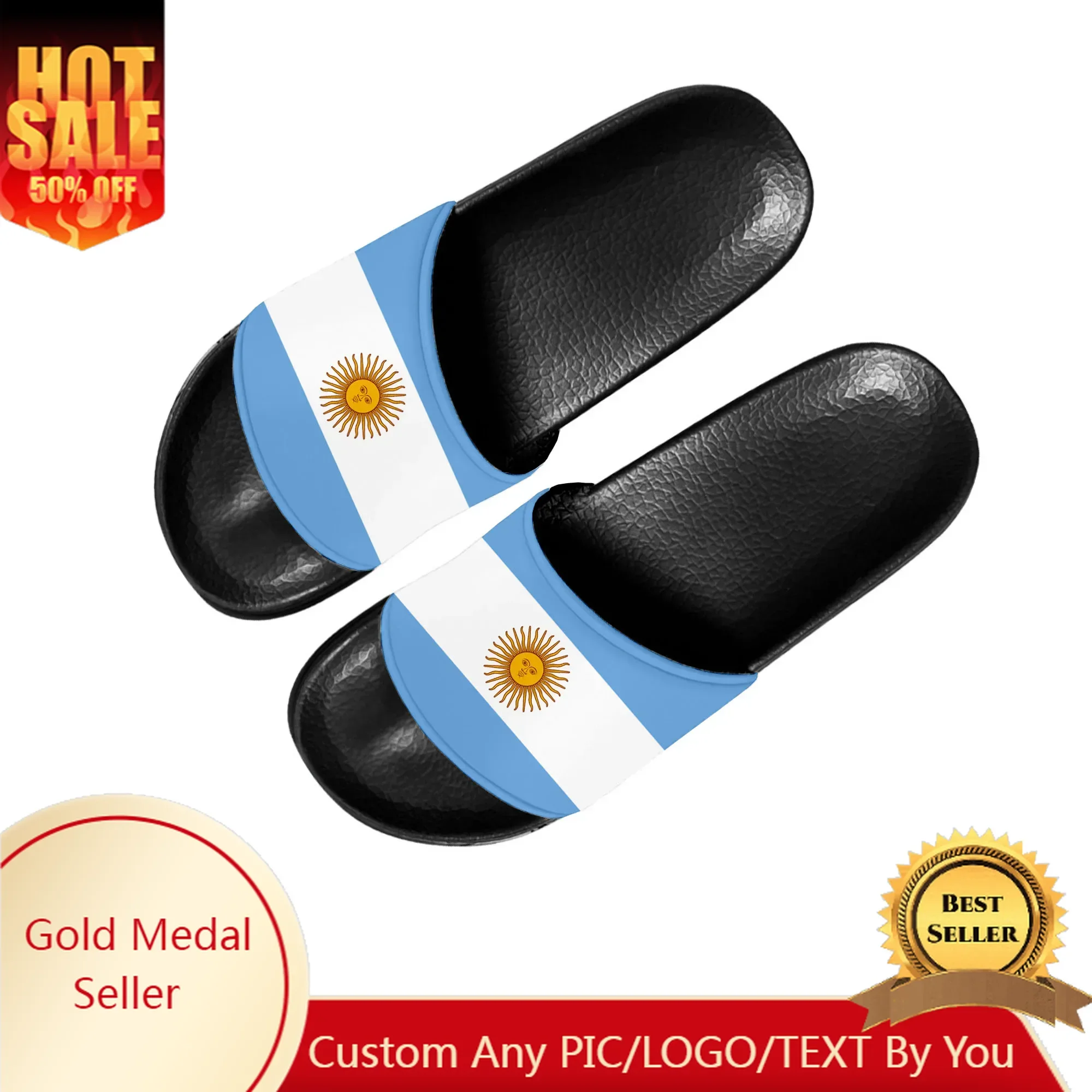 

Argentine Flag Slippers Home Water Shoes Men Women Teenagers Argentina Beach Pool Sandals Custom Made Summer Slipper