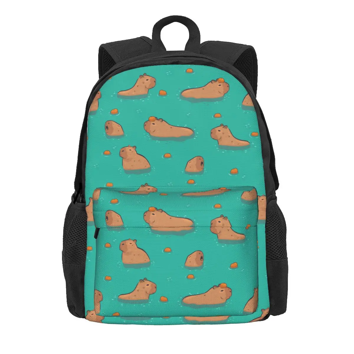 Capybara na água mochila feminina 3d estudante saco de escola bonito animal computador mochila meninos meninas ombro