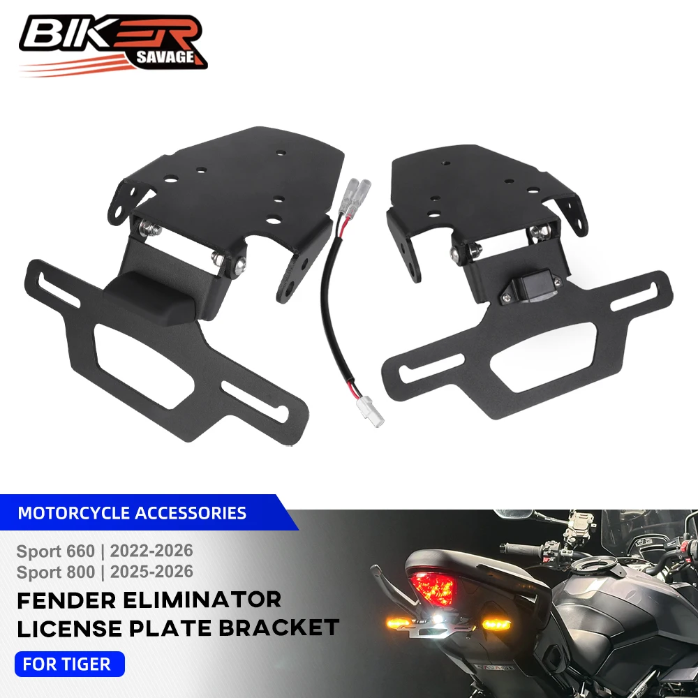 2026 Sport 800 License Plate Holder For Tiger Sport 660 800 2022-2025 Motorcycle Fender Eliminator Tail Frame LED Plate Light