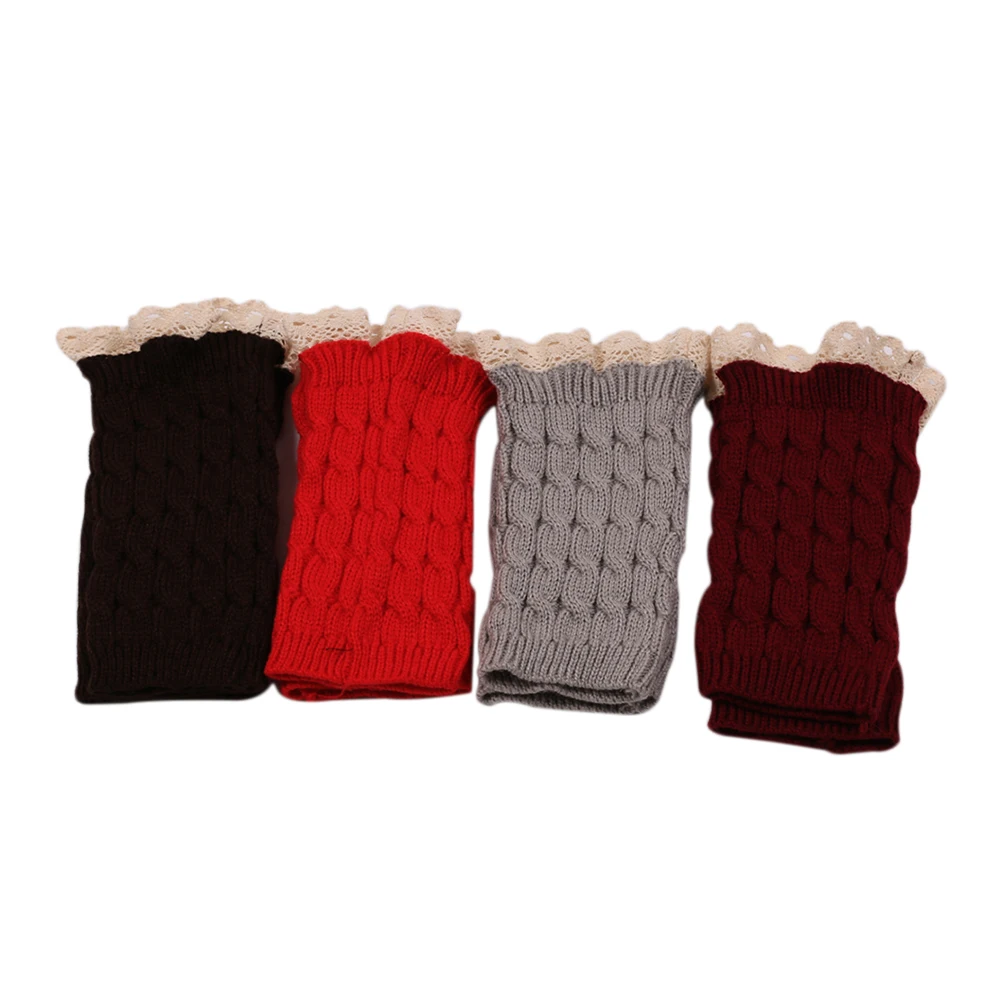 

Women's Winter Warm Knitted Crochet Fingerless Gloves Lace Arm Warmers Coffee Comfortable Breathable Fashionable