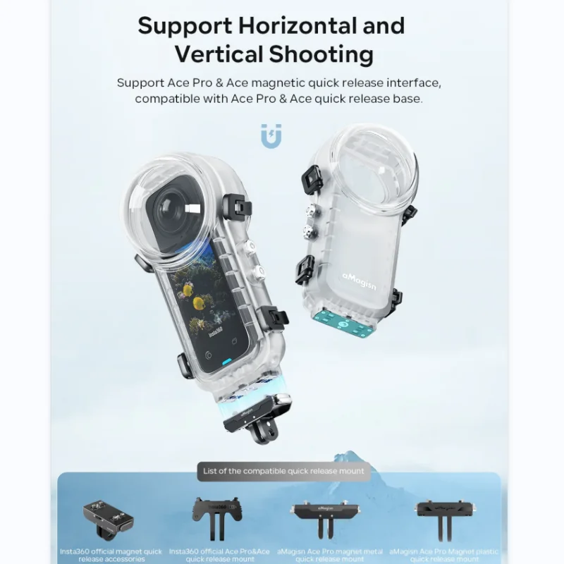 Чехол для дайвинга aMagisn для Insta360 X4, водонепроницаемый чехол для корпуса, невидимый чехол для дайвинга, корпус для подводного плавания 50 м для Insta 360 X4