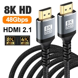 Cable 8K HDMI 2,1, 48Gbps, 8K @ 60Hz, 4K, 120Hz, eARC Dolby HDR10, para PS5, Xbox, HDTV, Samsung, Sony, LG, Mac, PC, portátil, RTX 3080, 3090, 5m, 7m