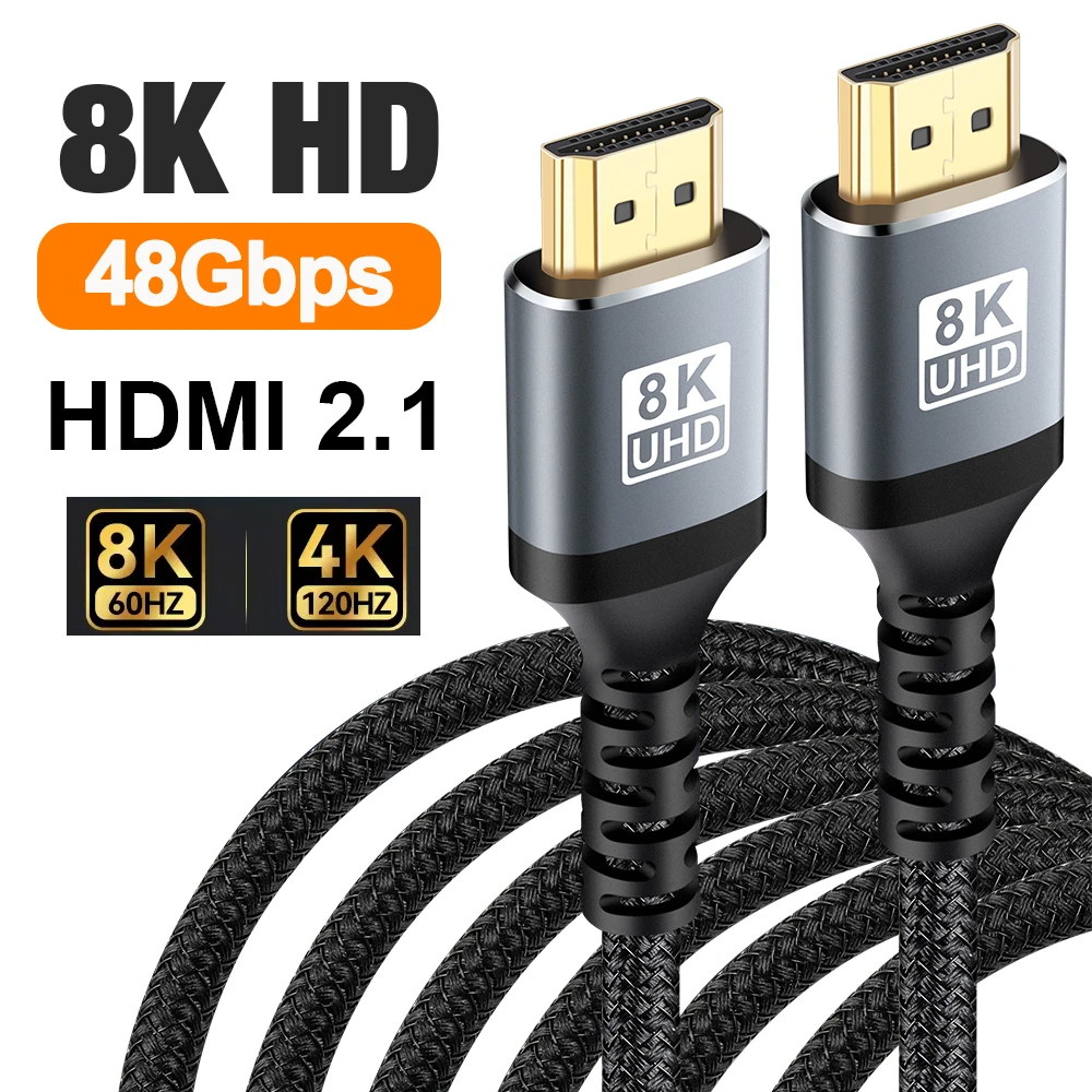 1/2/3/5/7 Meters Long HDMI 2.1 Cable 48Gbps Video Cable For PS4 PS5 Xbox PC Laptop TV Box Fire Stick HDCP EARC 8K 60HZ 4K 120HZ