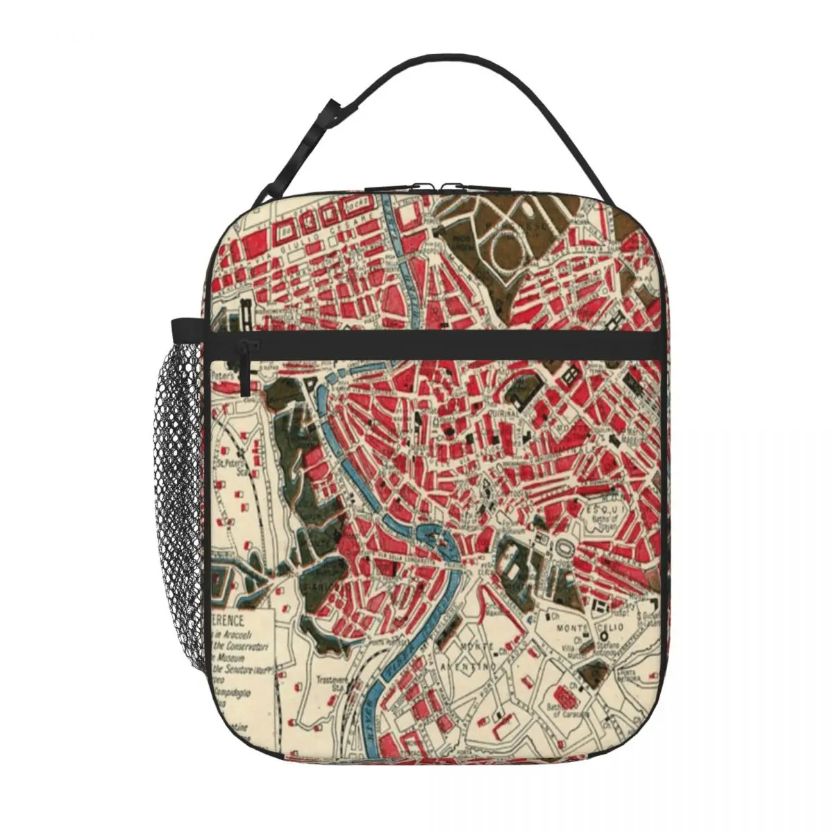 Hot Sale Vintage Map Of Rome Plaid Insulated Lunch Bag Garden Party Meal Prep Bag