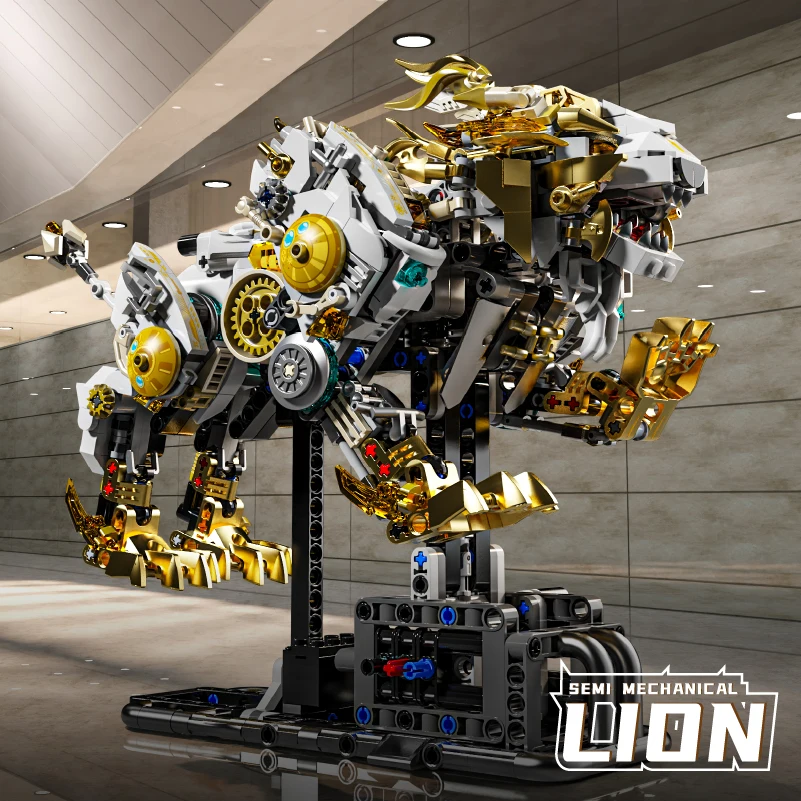 

Mechanical Lion Building Set with Light, Authentically Detailed Build and Display Model for Home or Office Décor (1073PCS)